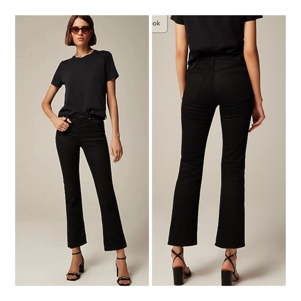 New J. Crew Women's 25P Black Petite Vintage Inspired Mid-Rise Kickout‎ Jean
